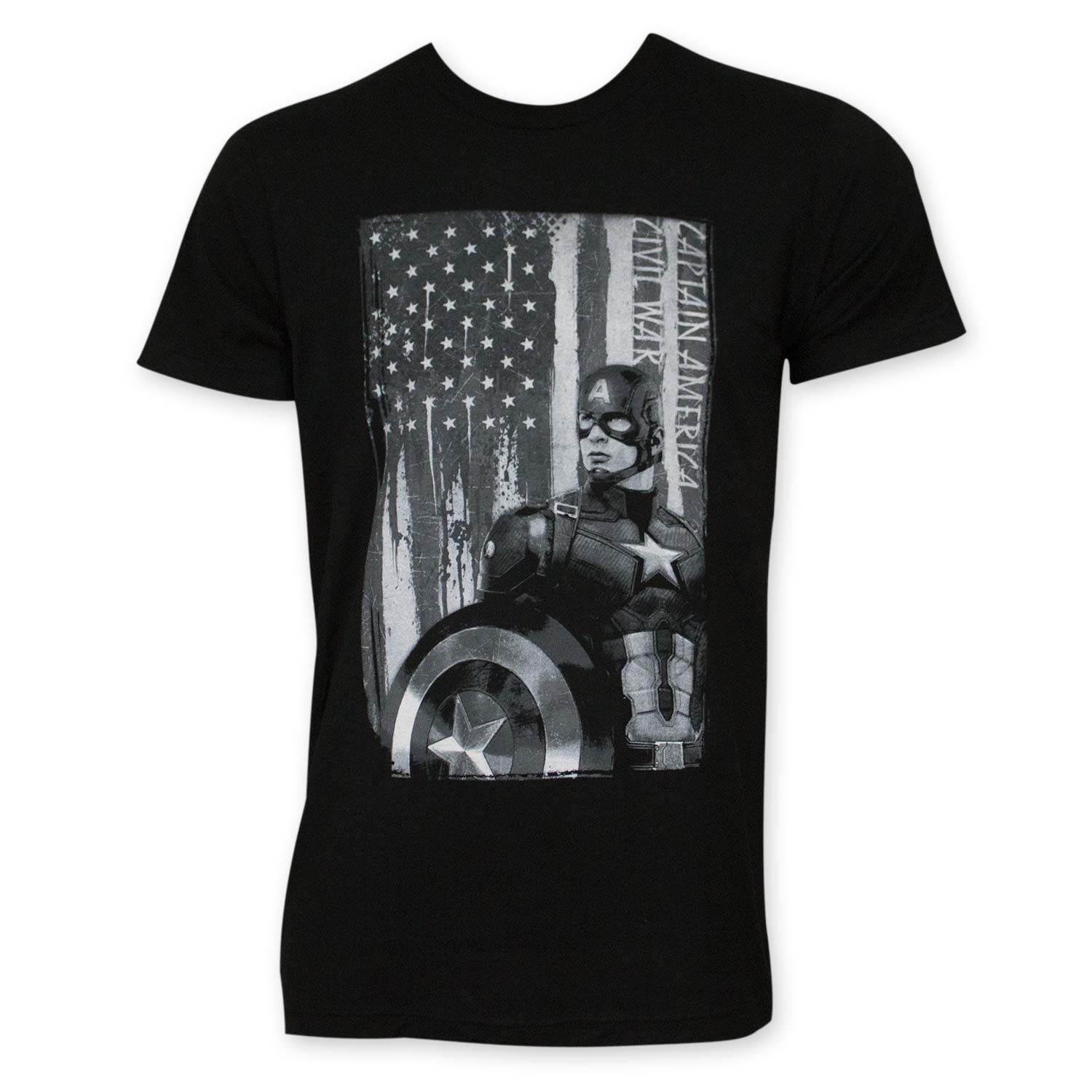 Captain America Men's Black & White Patriot Tee Shirt