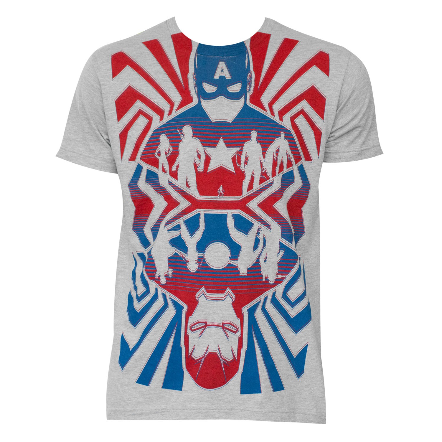 Men's Captain America Opposing Forces Cotton Blend Grey T-Shirt