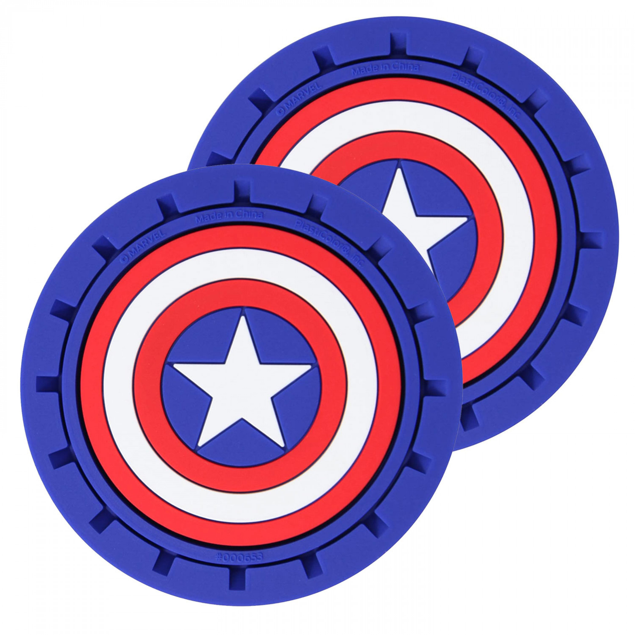 Captain America Shield Logo Car Cup Holder Coaster 2-Pack