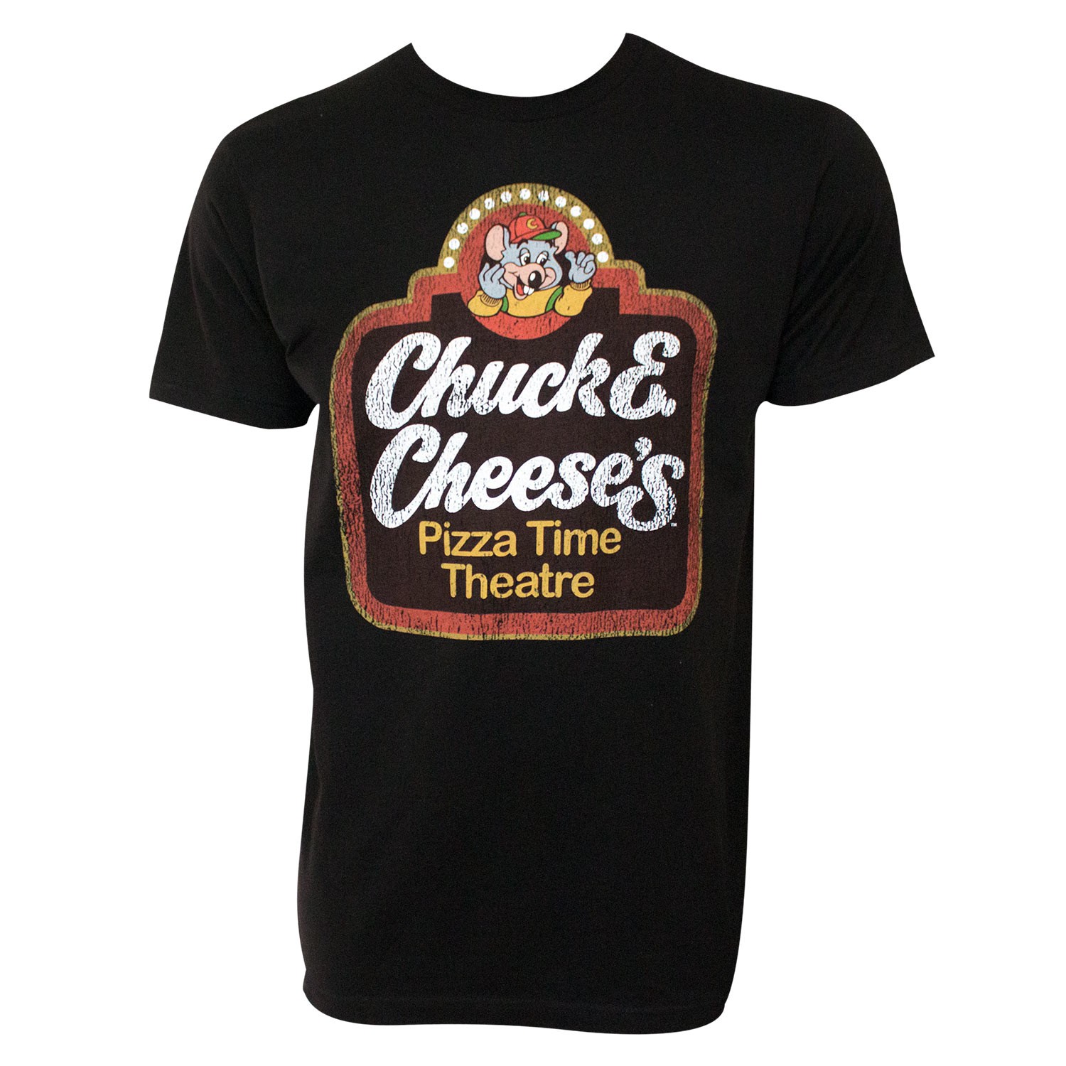 Chuck E. Cheese Pizza Time Theatre Men's Black T-Shirt