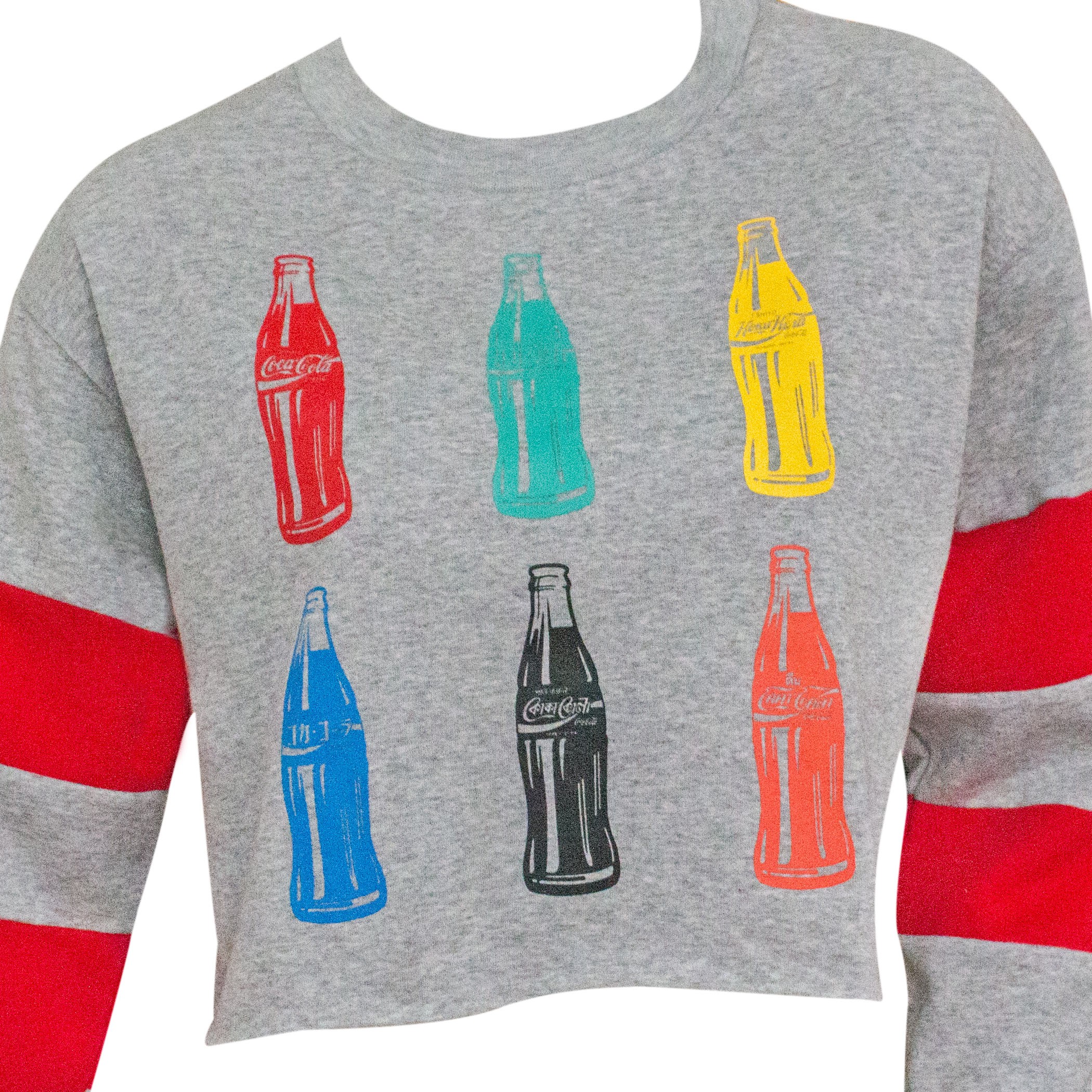 Coca Cola Bottles Women's Gray Cropped Sweatshirt