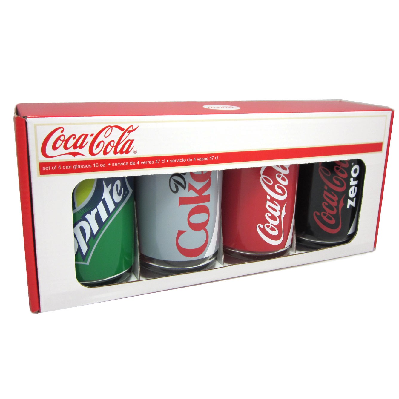 Coca Cola Four Pack Assorted Soda Can Drinking Glasses