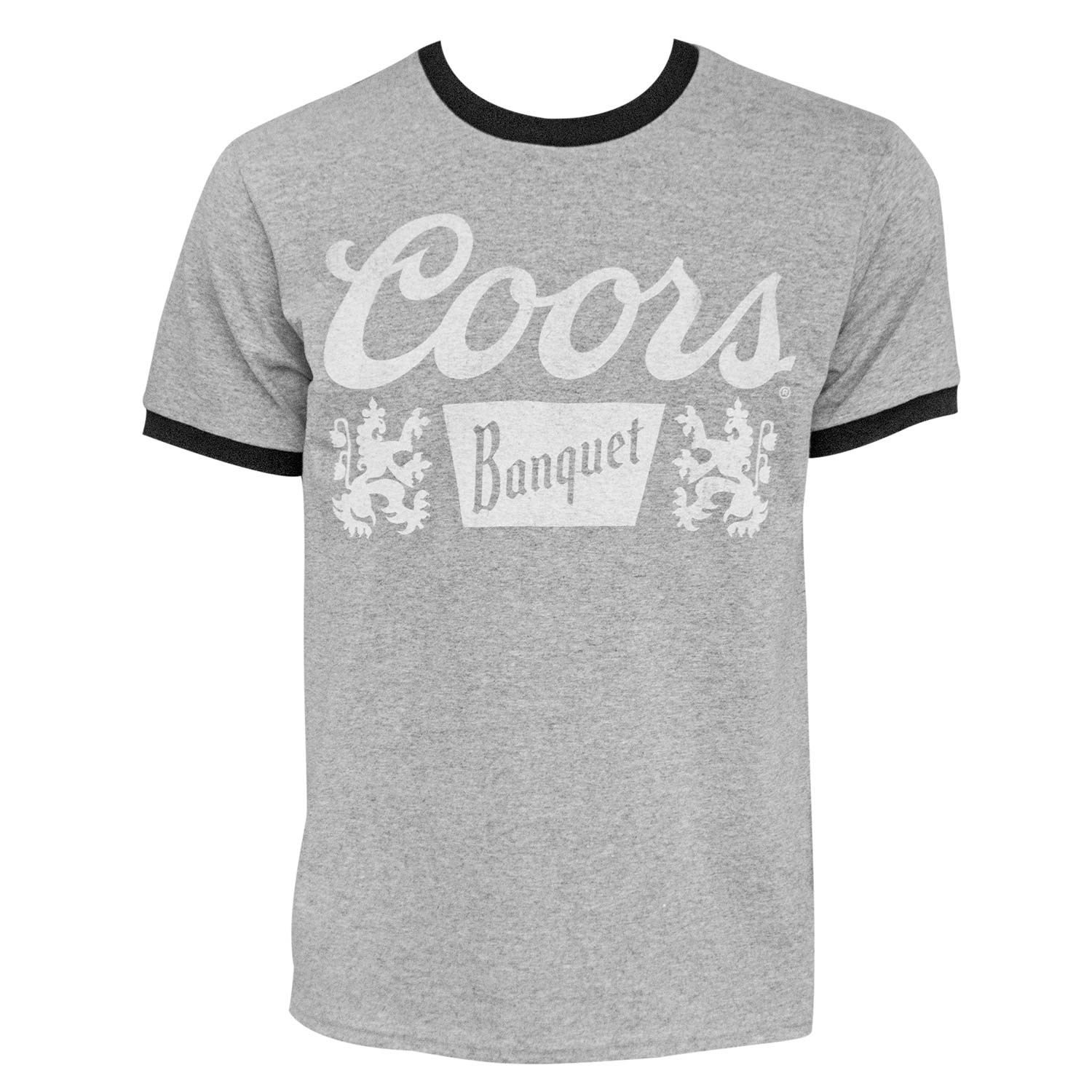 Coors Banquet Logo Men's Gray Ringer T-Shirt