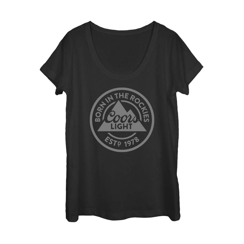 Coors Light Born In The Rockies Women's U-Neck Black T-Shirt