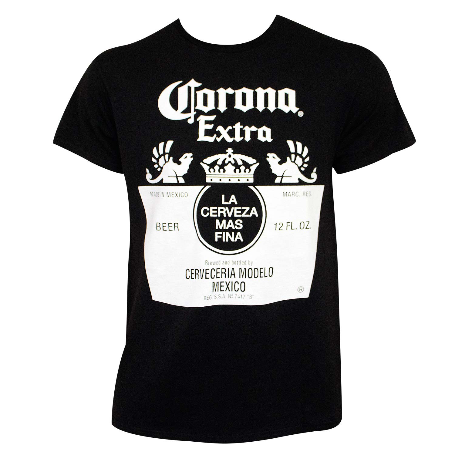 Corona Extra Black & White Bottle Label Tee Shirt