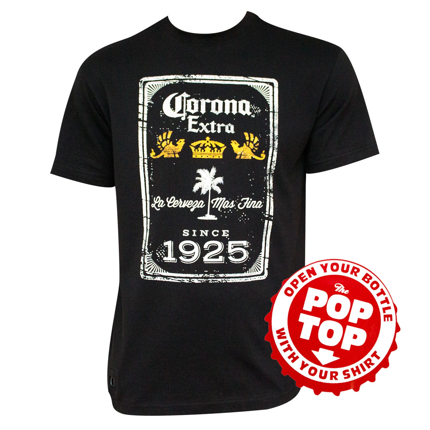 Corona Extra Beer Since 1925 Bottle Opener Men's Black T-Shirt