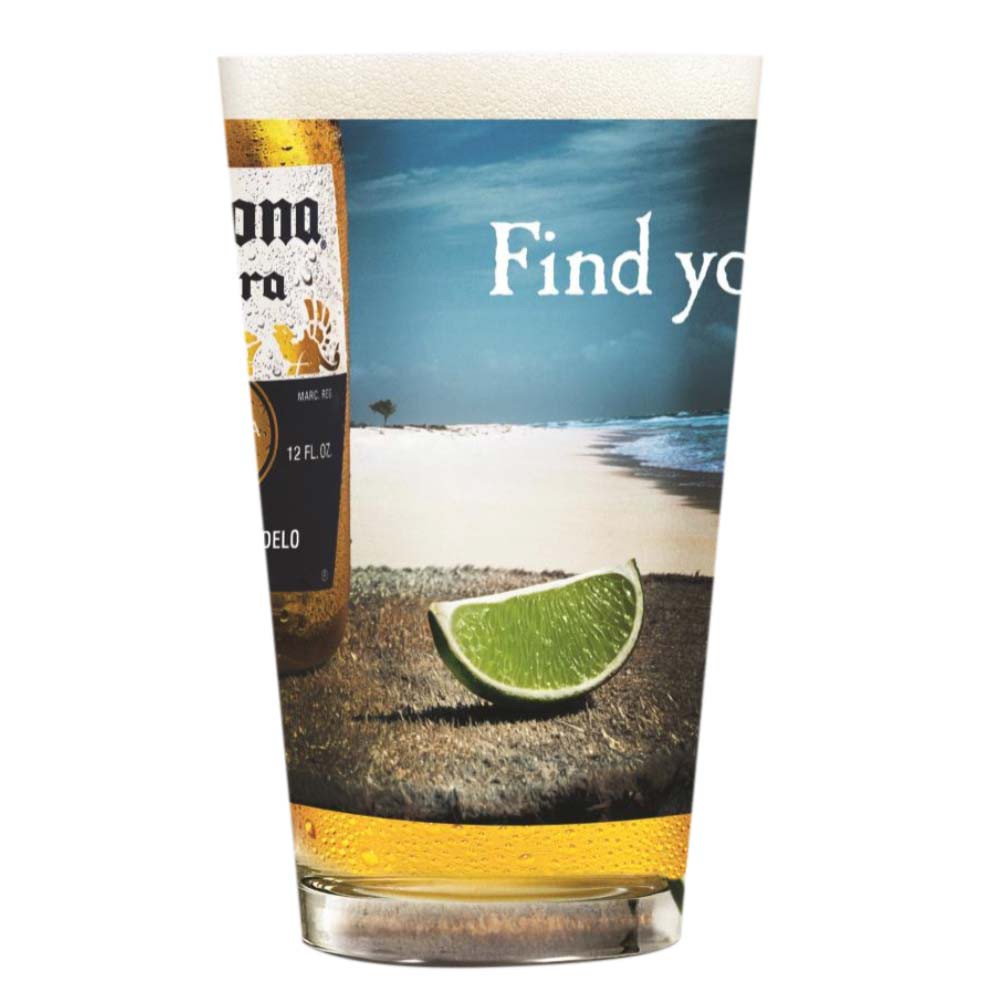 Corona Extra Beach Print Pint Glass