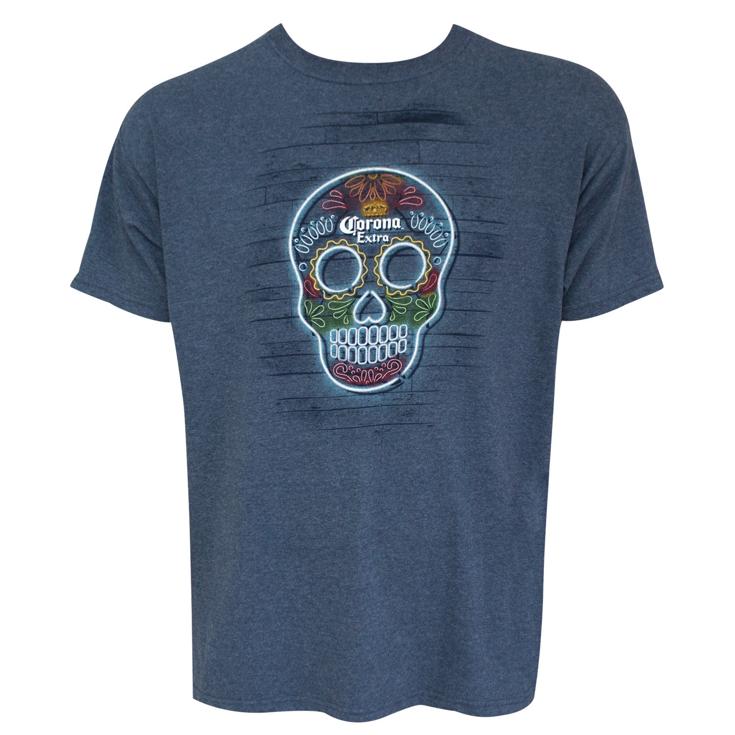 Corona Extra Skull Logo Heather Blue Tee Shirt