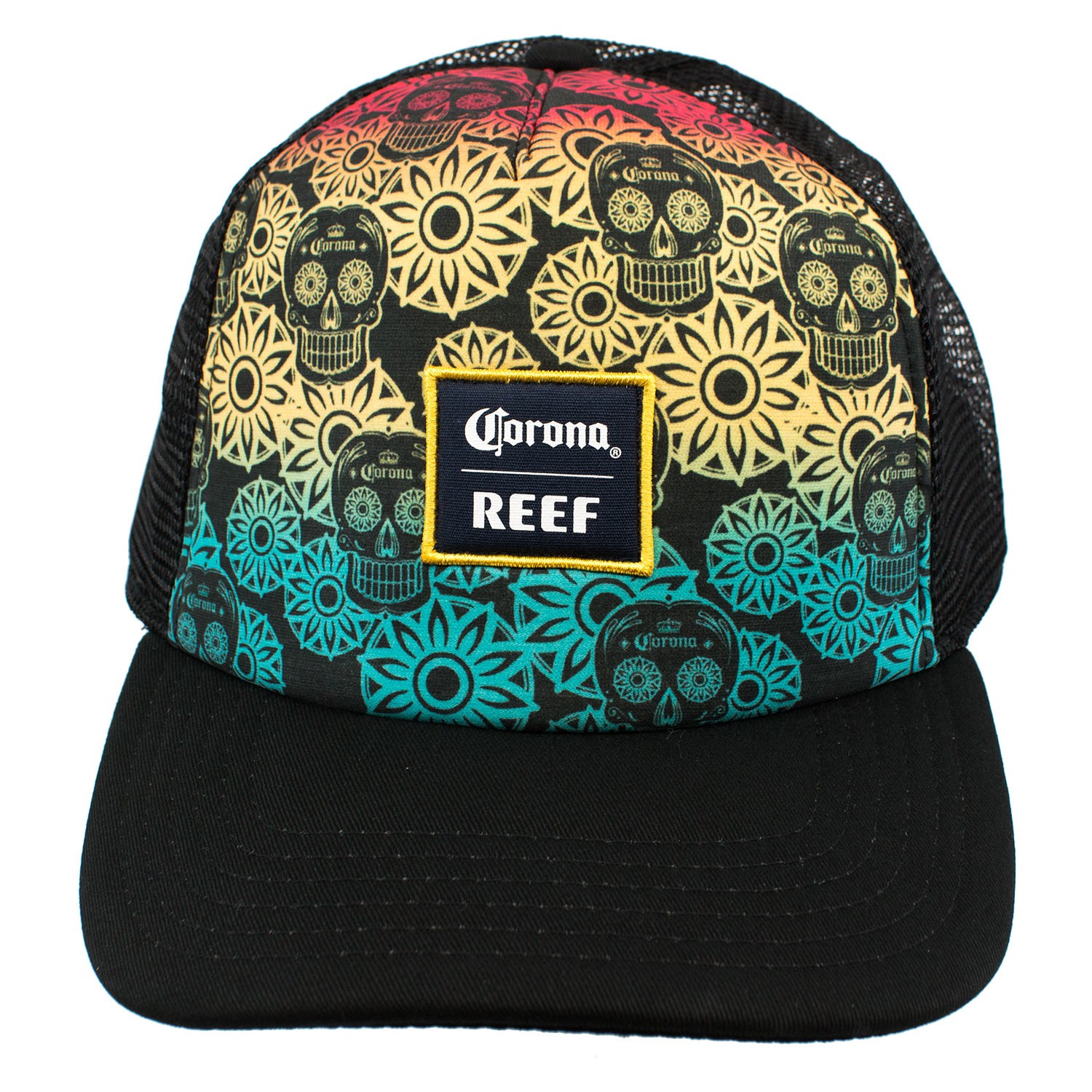 Corona Reef Rainbow Sugar Skull Trucker Hat