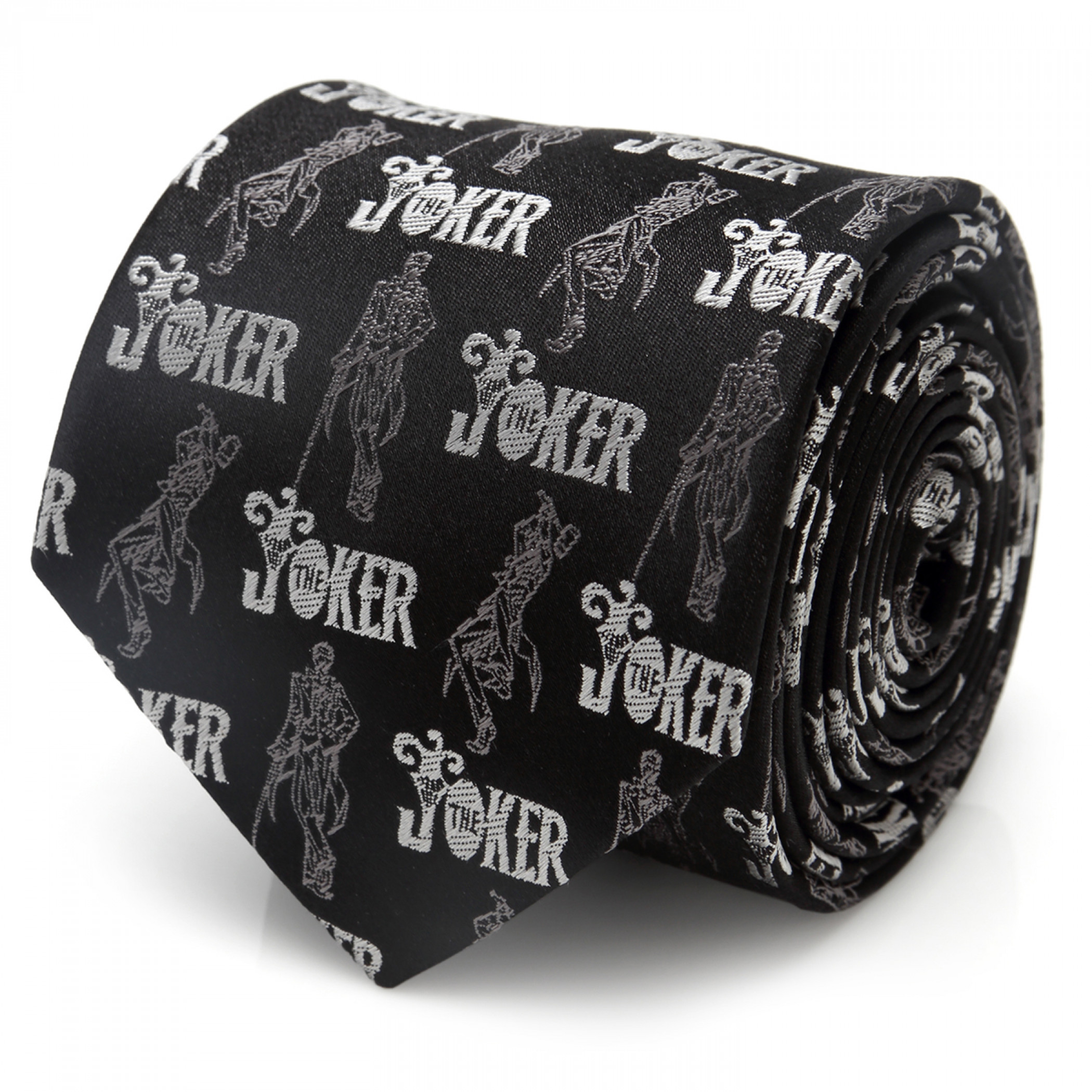 The Joker Black and White Silk Tie