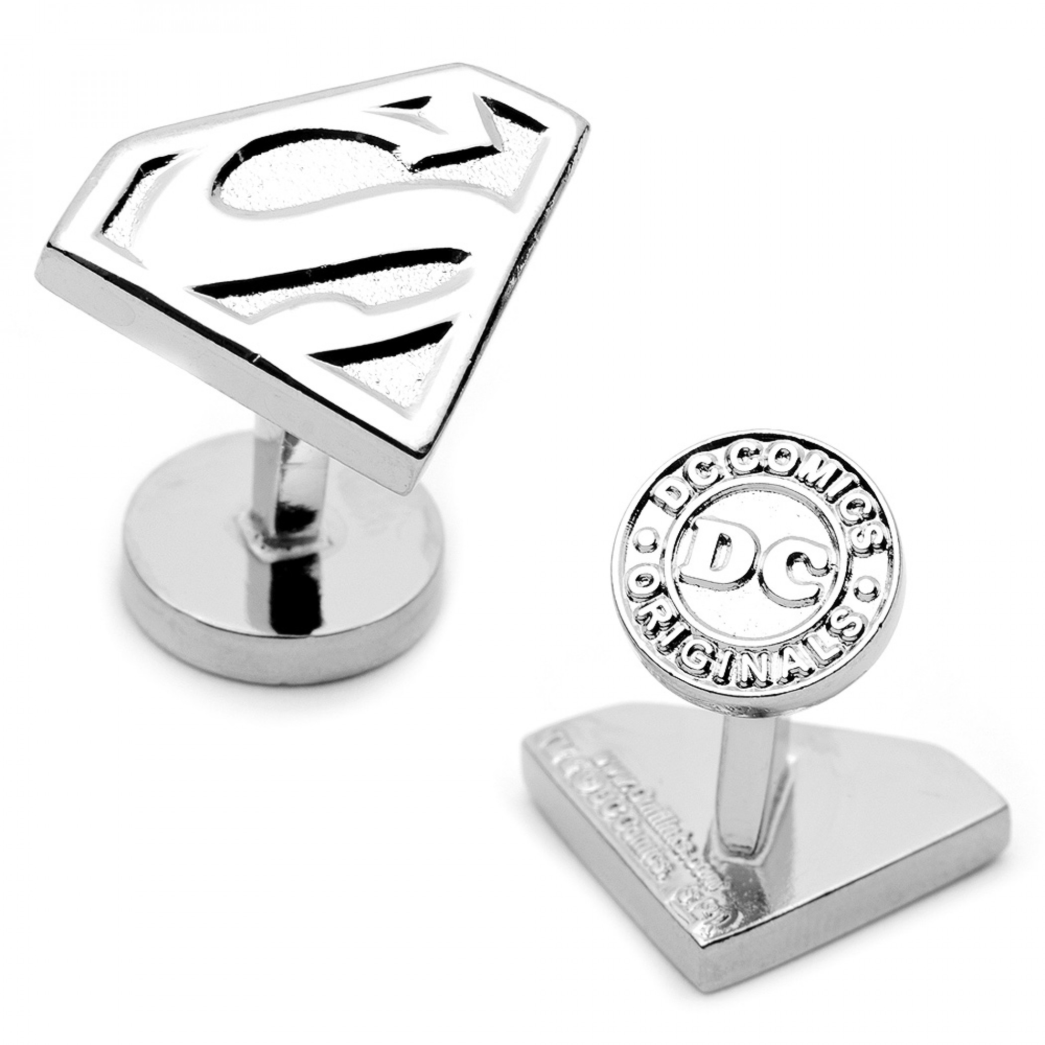 Superman Shield 3D Silver Cufflinks