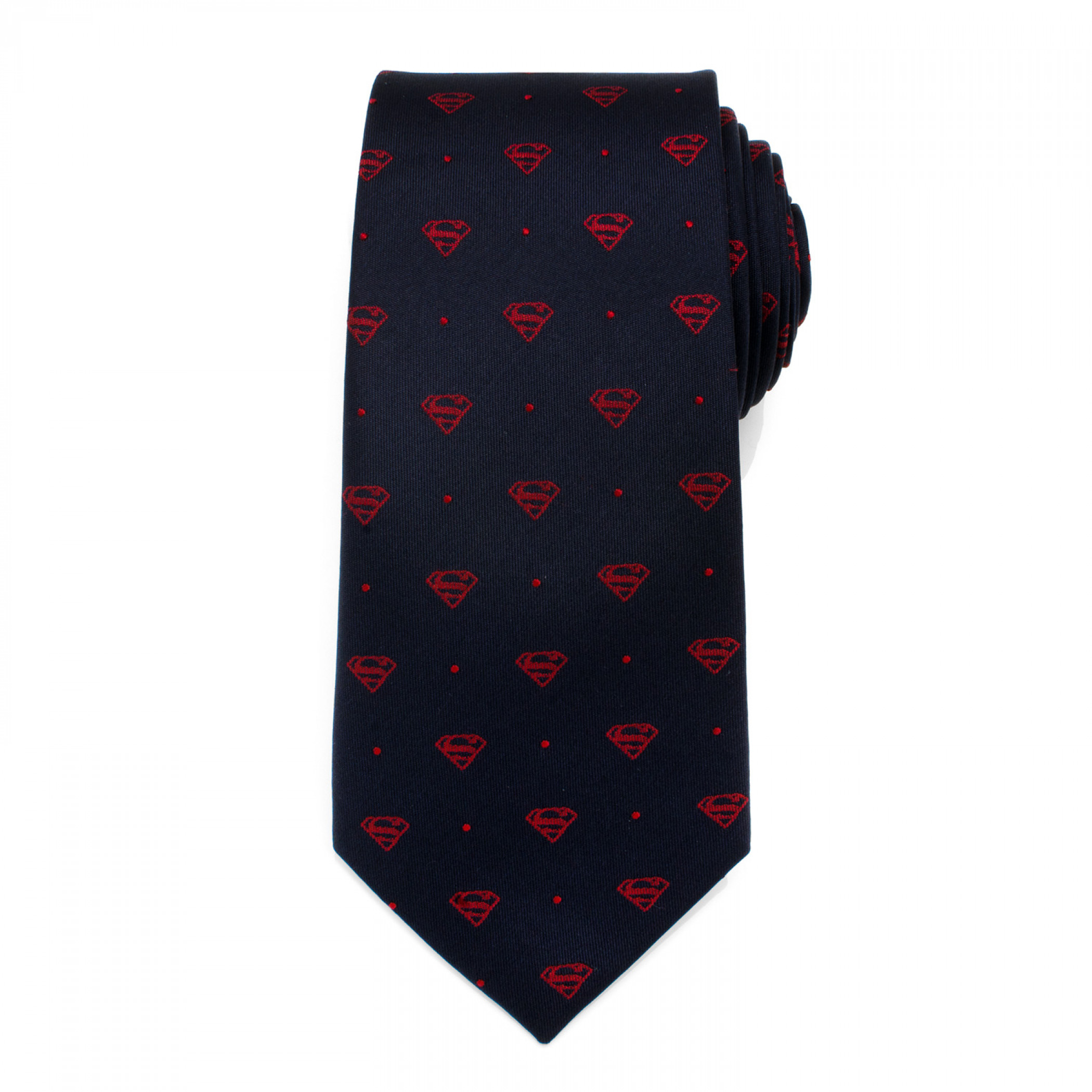 Superman Shield Navy and Red Dot Silk Tie