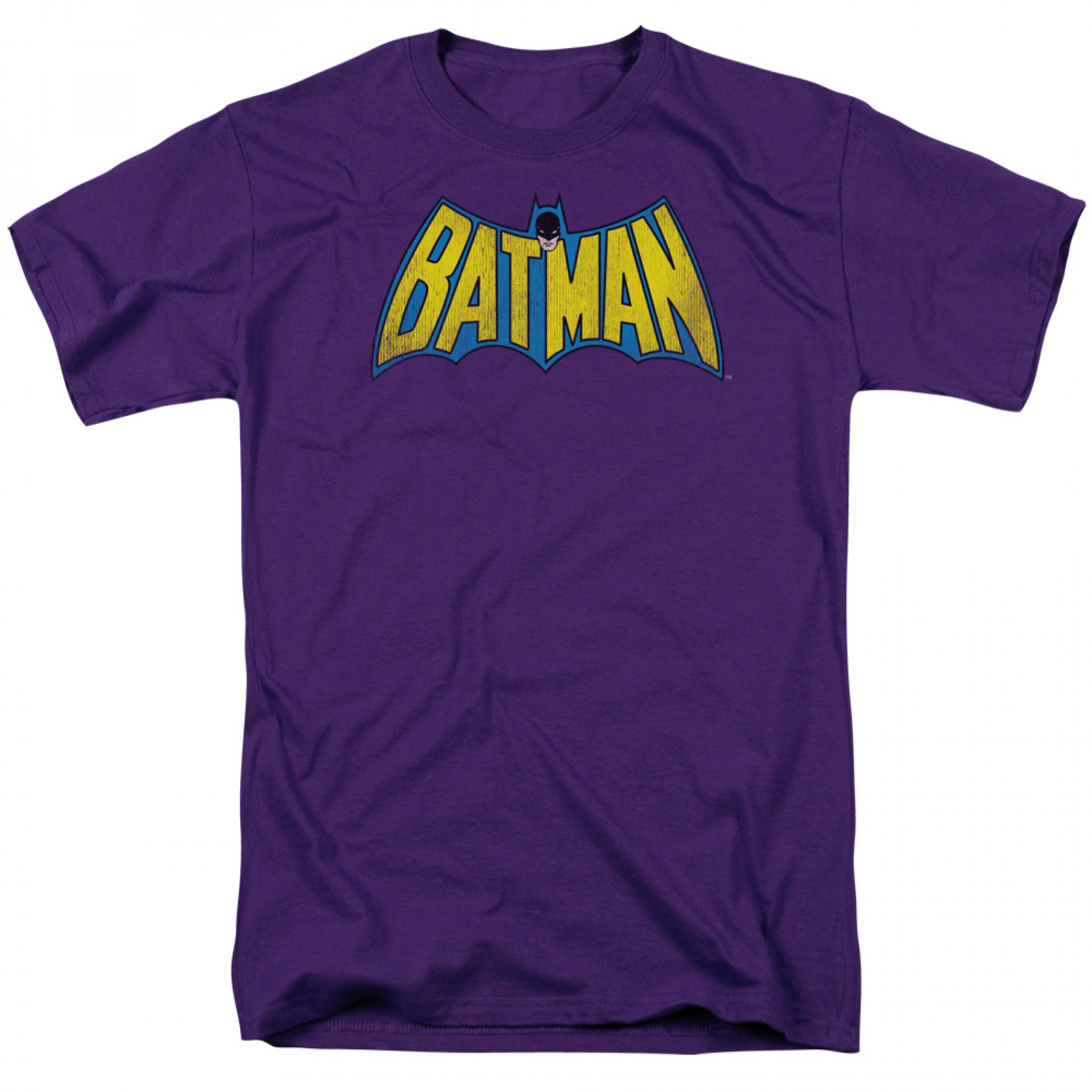 Batman Distressed Classic Logo Purple T-Shirt