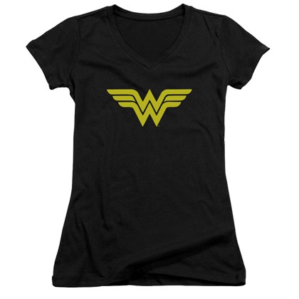 Wonder Woman Classic Logo Women's Black V-Neck Tshirt