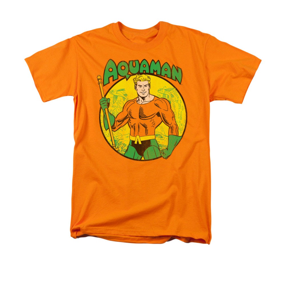 Aquaman Men's Comic Orange Tee Shirt