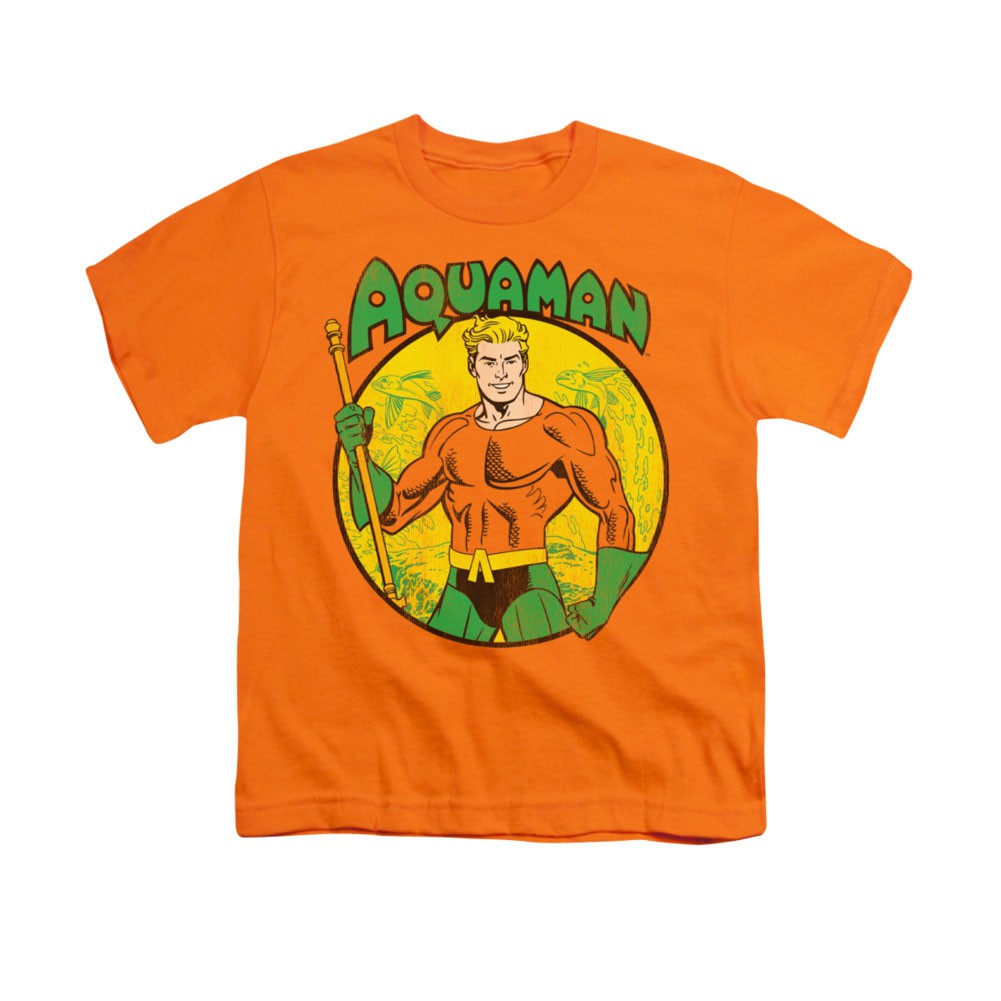 Aquaman Comic Circle Orange Youth Unisex T-Shirt