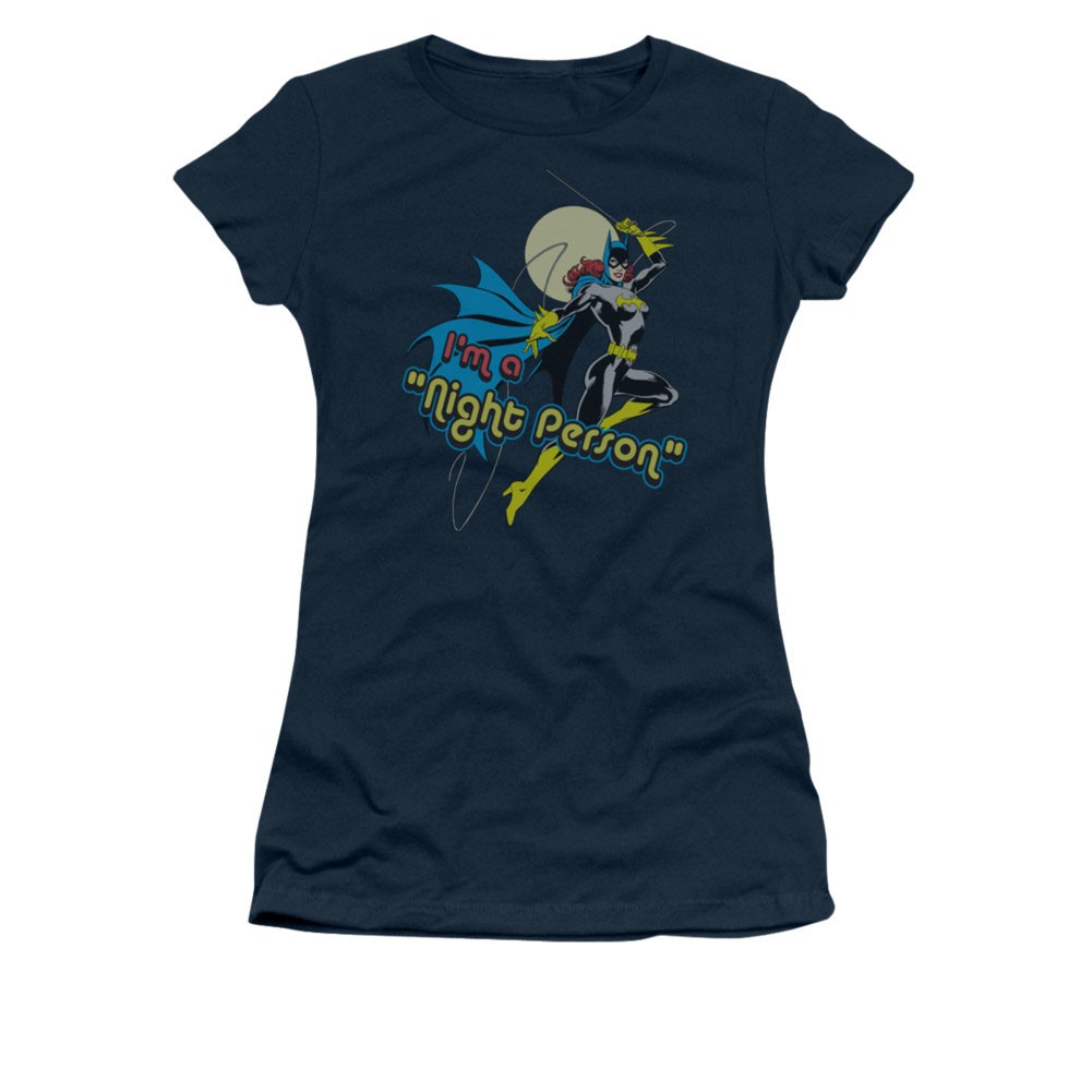 Batman Batgirl Juniors Navy Night Person Tee Shirt