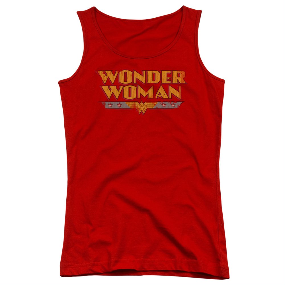 Wonder Woman Title Logo Red Juniors Tank Top