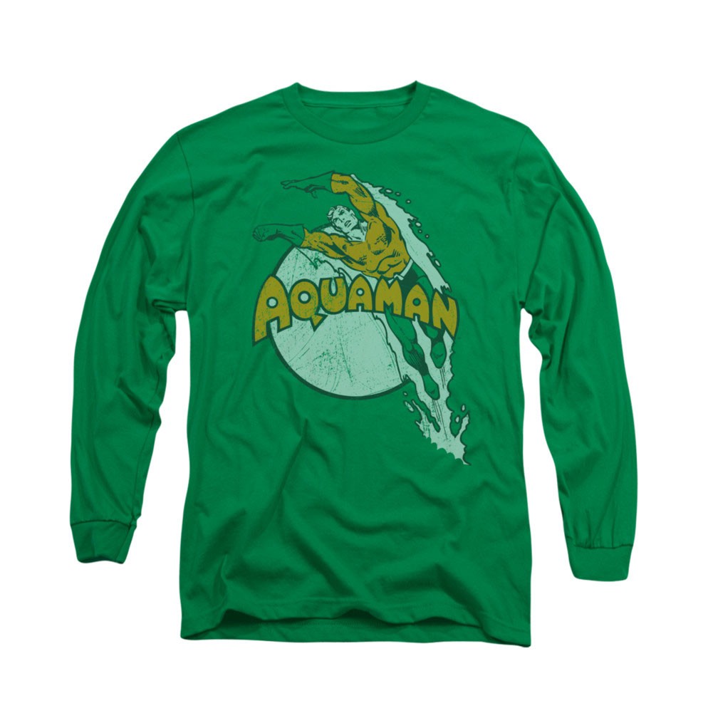 Aquaman Splash Green Long Sleeve T-Shirt