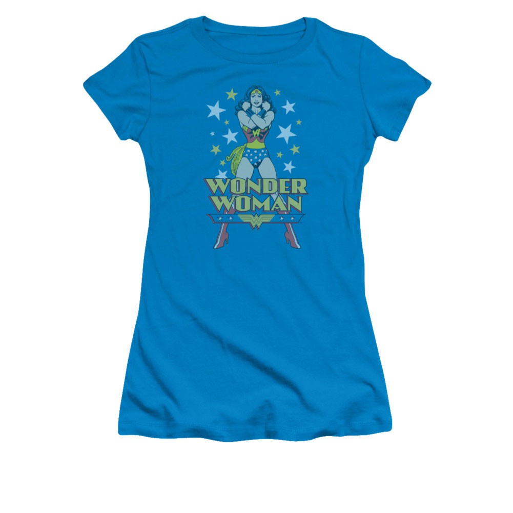 Wonder Woman Stance Blue Juniors T-Shirt