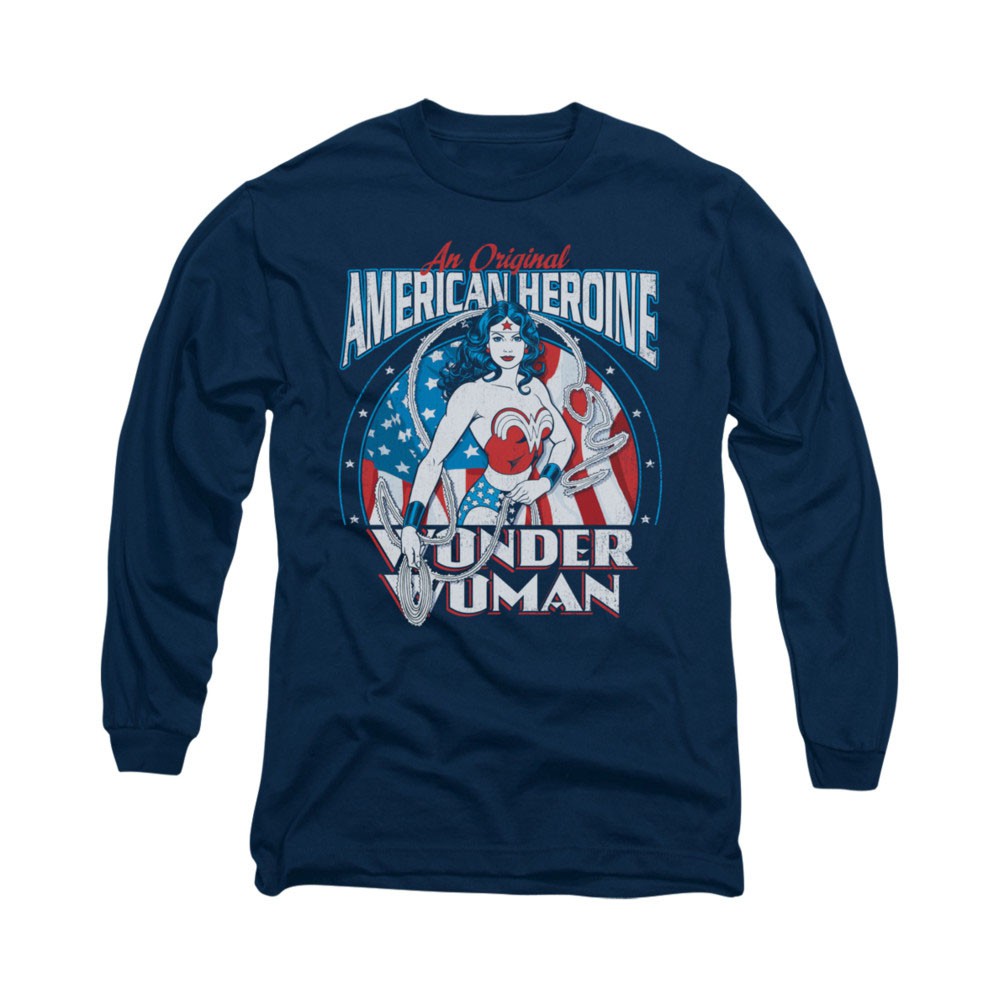 Wonder Woman American Heroine Blue Long Sleeve T-Shirt