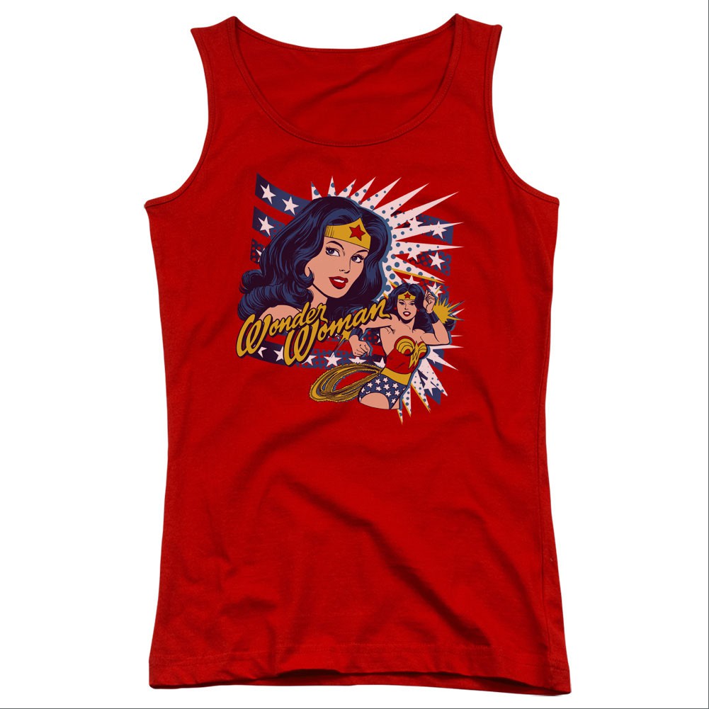 Wonder Woman Pop Art Red Juniors Tank Top