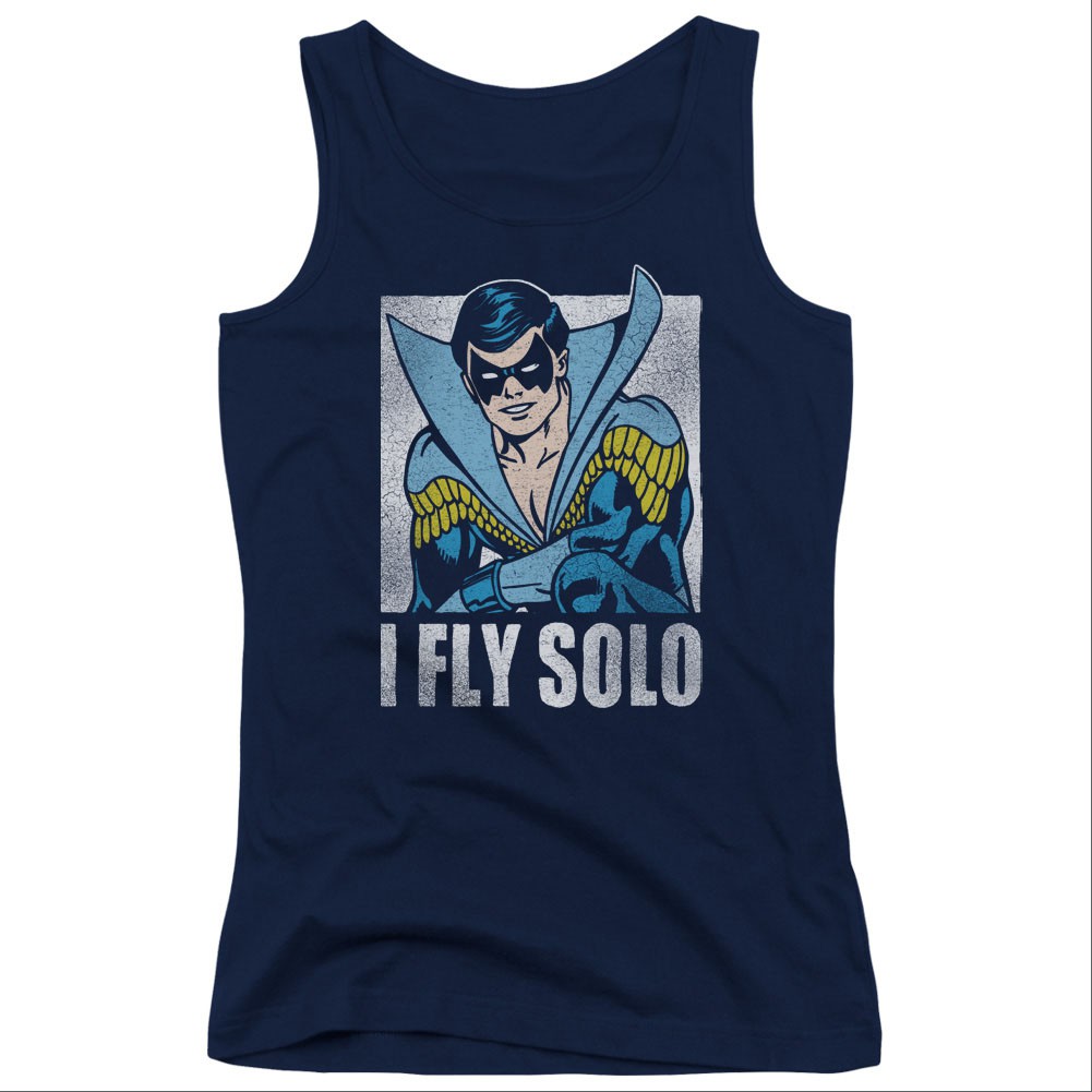 Nightwing I Fly Solo Blue Juniors Tank Top