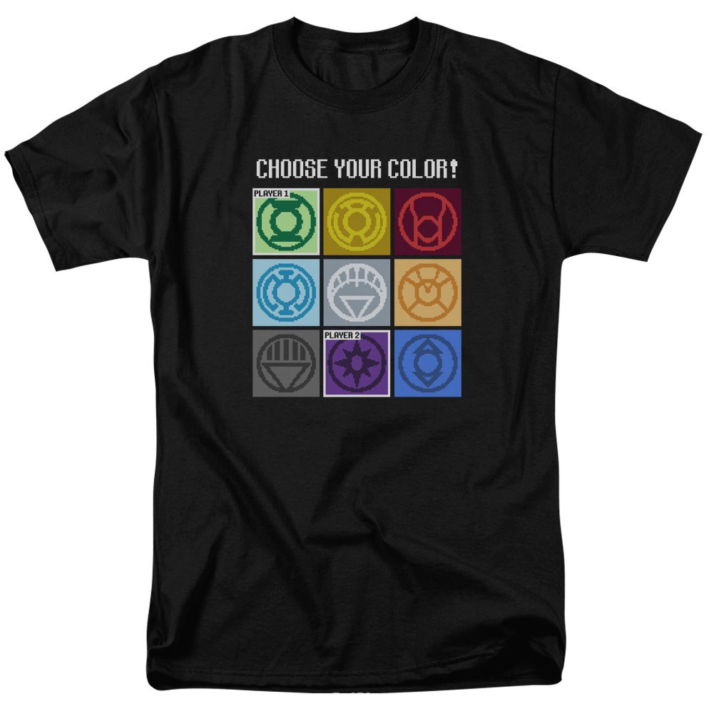 Green Lantern Choose Logo Pixel Gamer Black T-Shirt