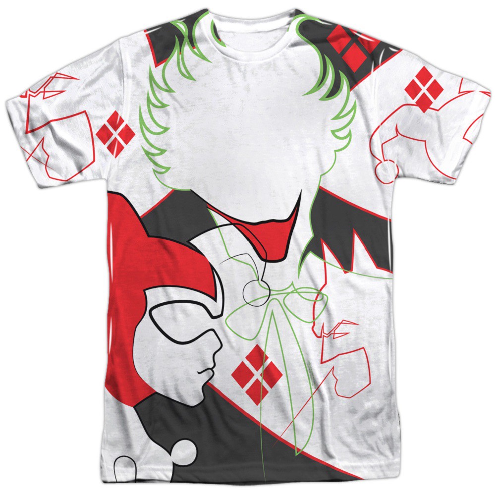 Joker and Harley Quinn Line Drawing Front and Back Print Men's T-Shirt