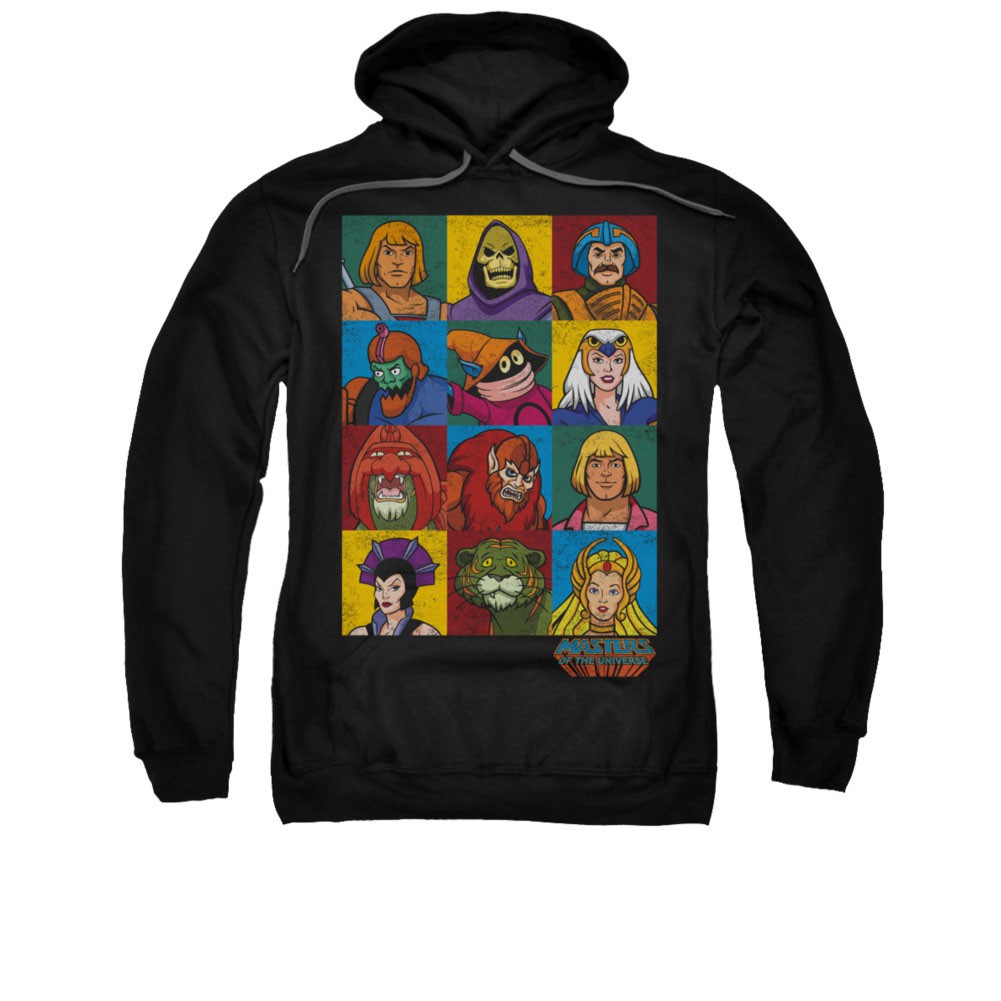 He-Man Masters Of The Universe Heads Black Pullover Hoodie