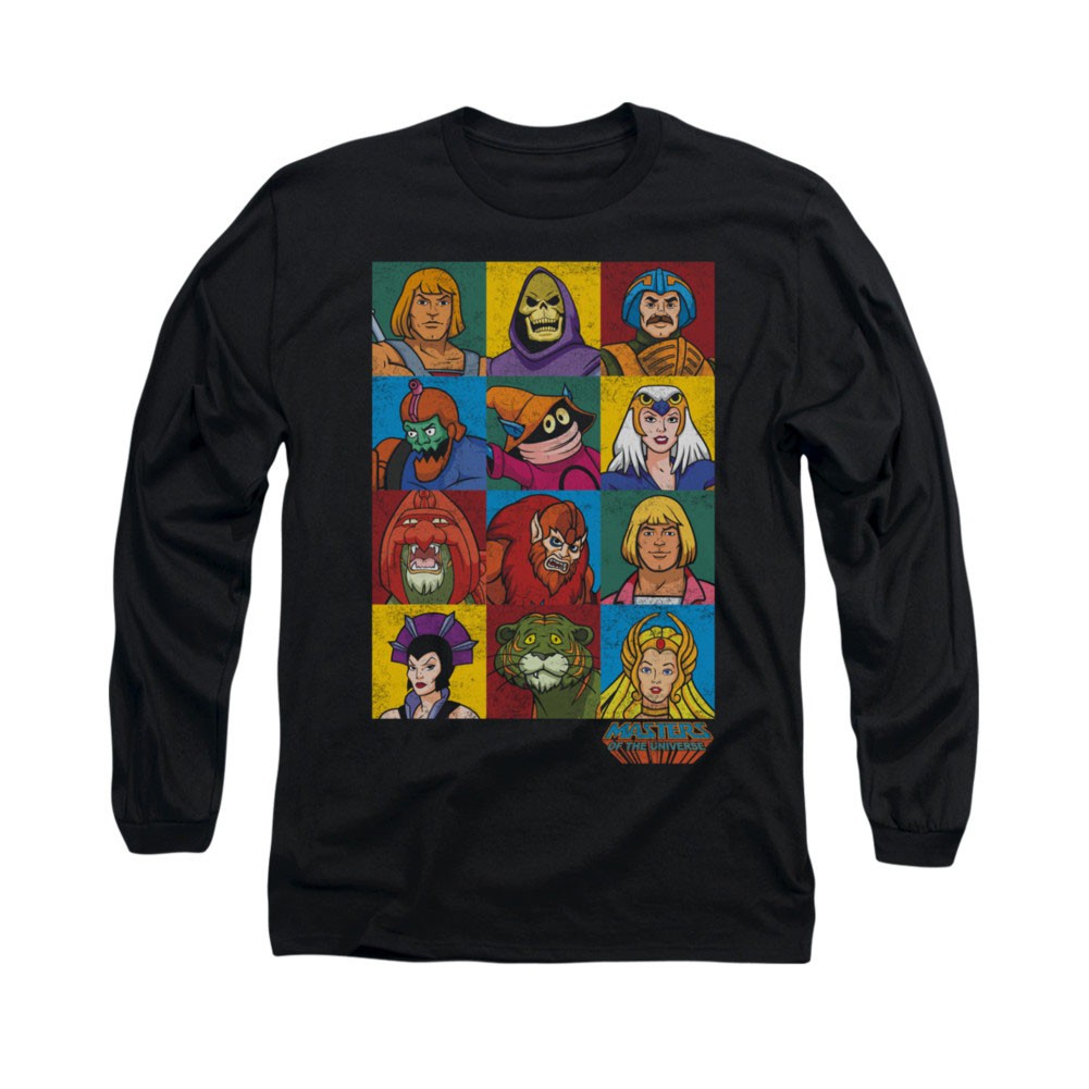 He-Man Masters Of The Universe Faces Black Long Sleeve T-Shirt