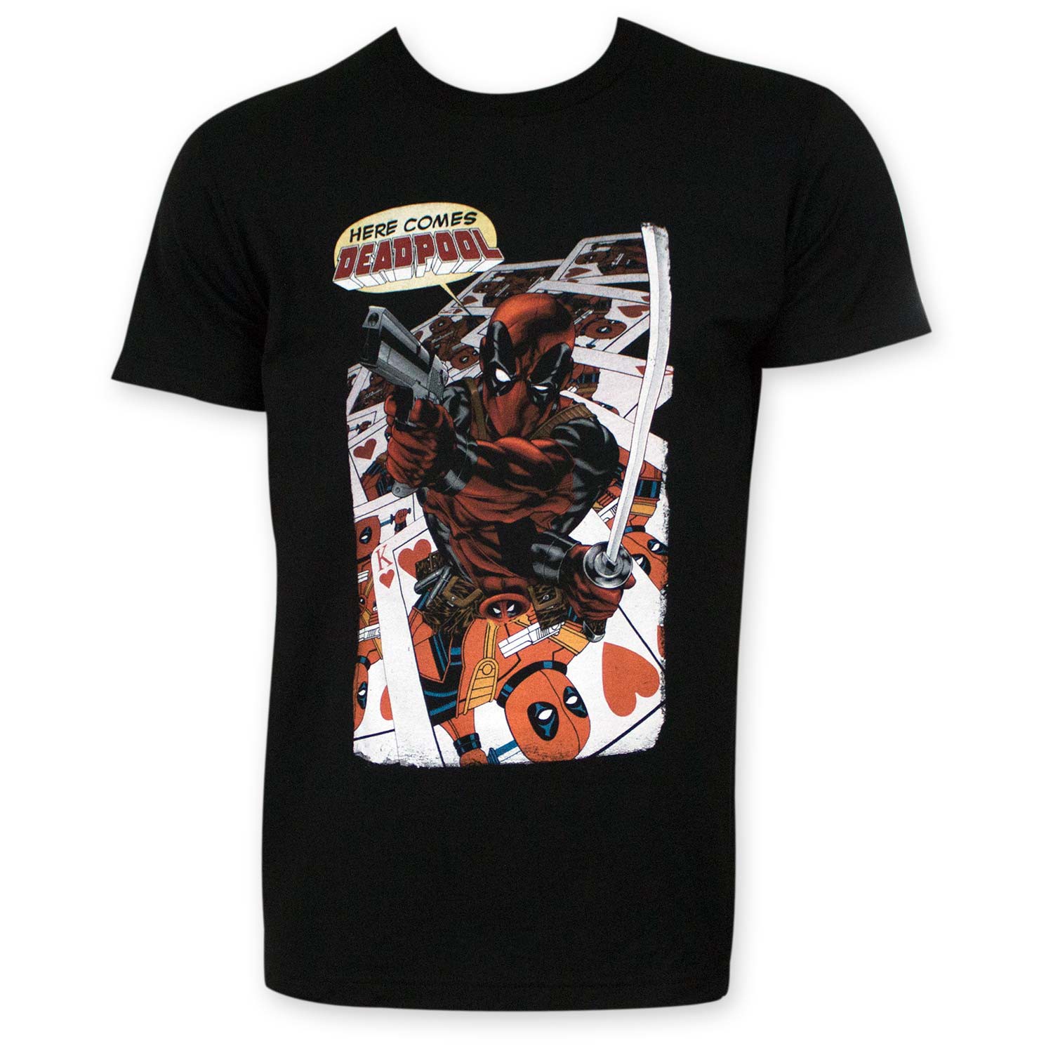Deadpool Men's Black Here Comes Deadpool Tee Shirt