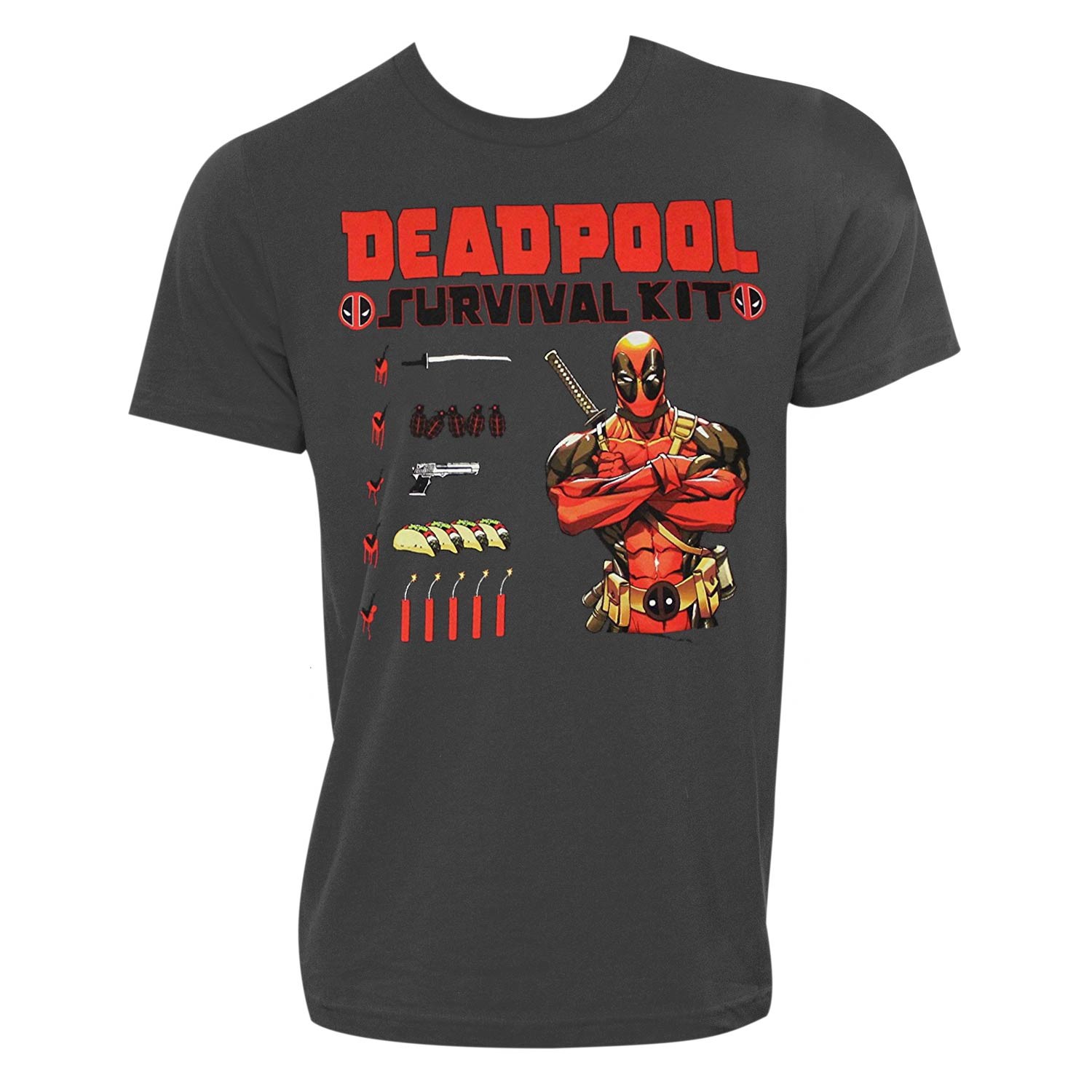 Deadpool Survival Kit Charcoal Tee Shirt
