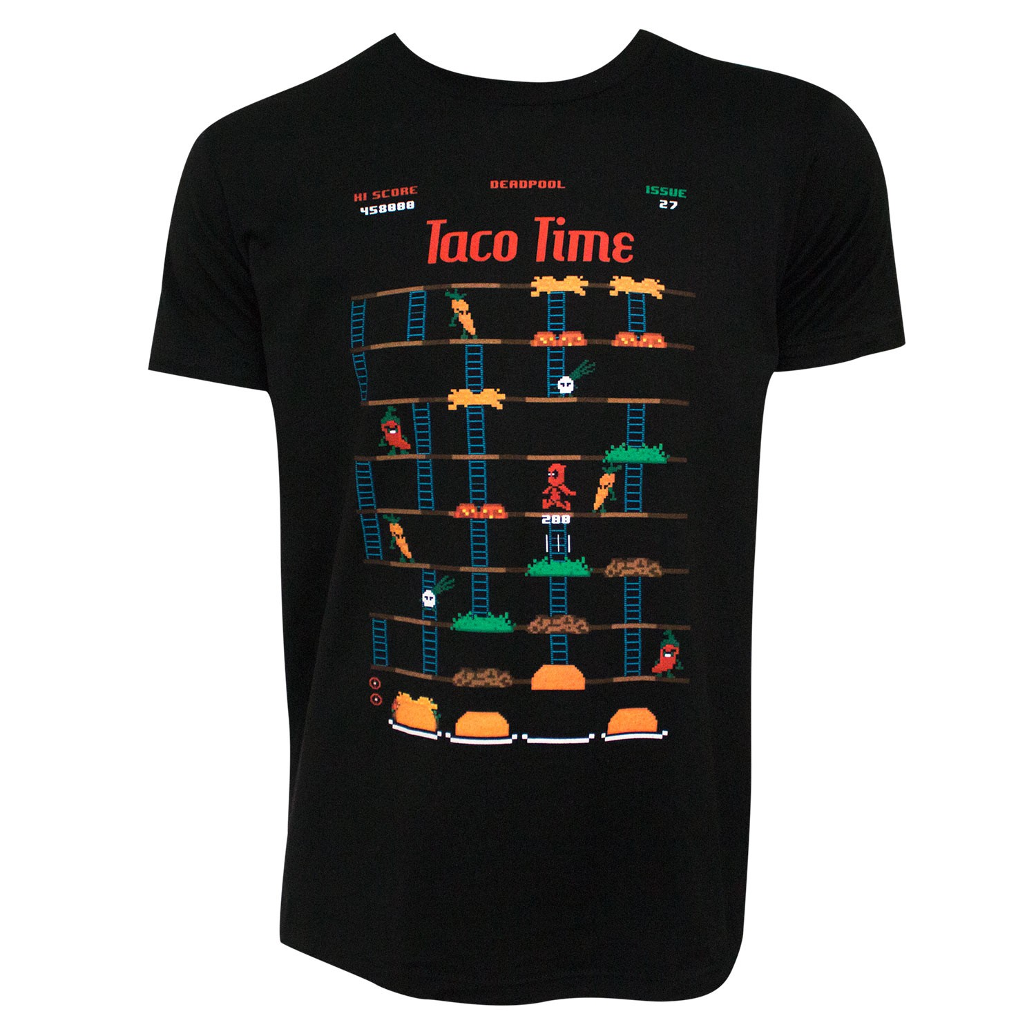 Deadpool Taco Time Game Men's Black T-Shirt