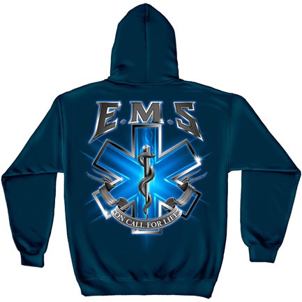 EMS On Call For Life Navy Graphic Hoodie Sweatshirt FREE SHIPPING