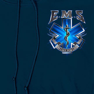 EMS On Call For Life Navy Graphic Hoodie Sweatshirt FREE SHIPPING