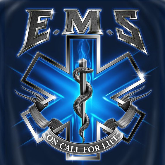 EMS On Call For Life USA Patriotic Navy Graphic T Shirt