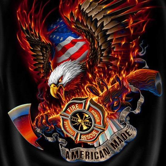 Firefighters American Made USA Patriotic Black Graphic T-Shirt