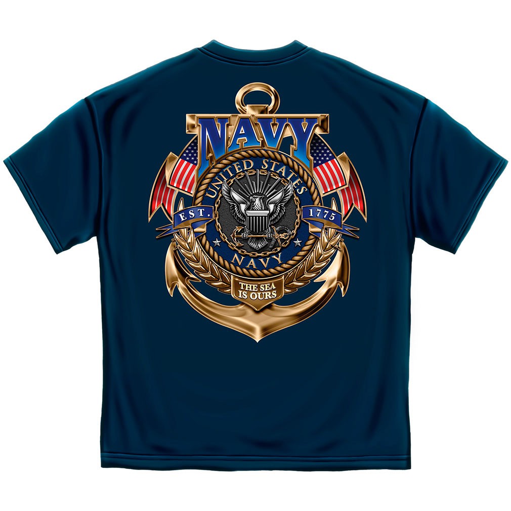 Navy the Sea is Ours T-Shirt - Blue