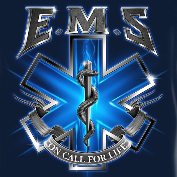 EMS On Call For Life USA Navy Long Sleeve T Shirt