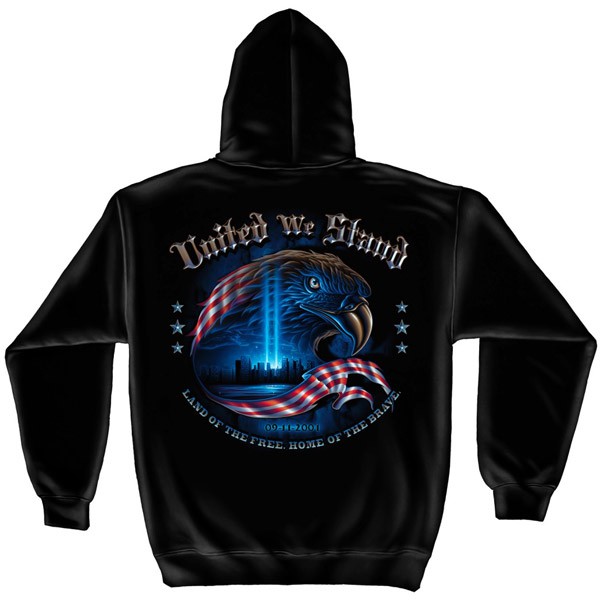 United We Stand Patriotic USA Black Graphic Hoodie Sweatshirt FREE SHIPPING