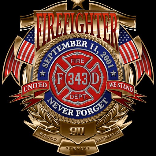 Firefighters 9/11 Never Forget USA Black Long Sleeve T-Shirt