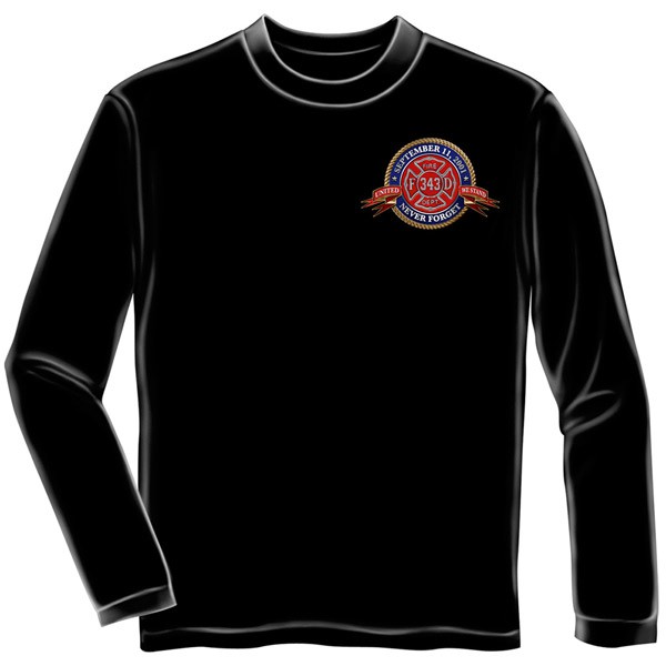 Firefighters 9/11 Never Forget USA Black Long Sleeve T-Shirt