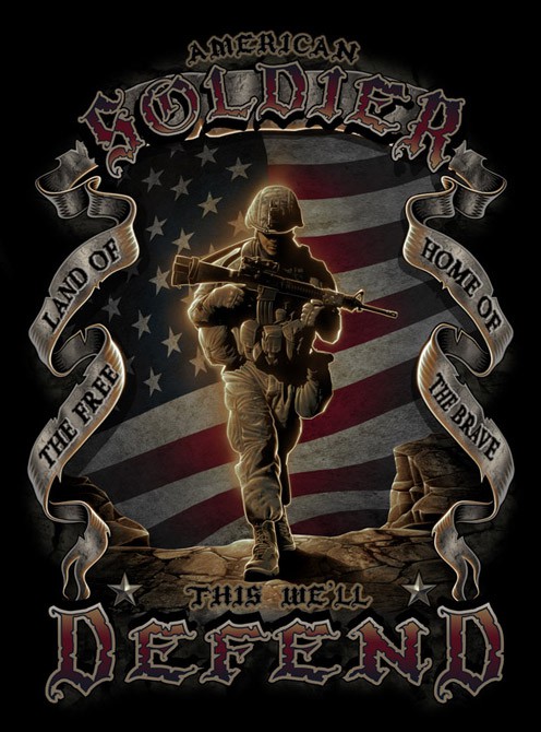 American Soldier Army Patriotic Black Long Sleeve TShirt