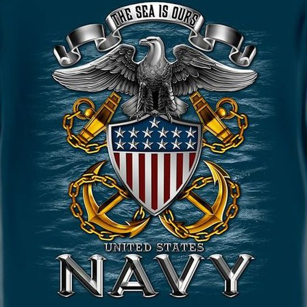 Men's Blue US Navy Patriotic Sea Is Ours Long Sleeve Shirt
