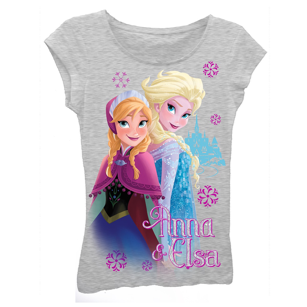 Disney Frozen Grey Anna And Elsa Girls 7-16 Tee Shirt