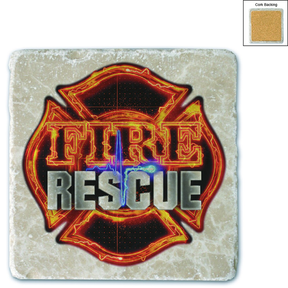Firefighter Fire Rescue Stone Coaster