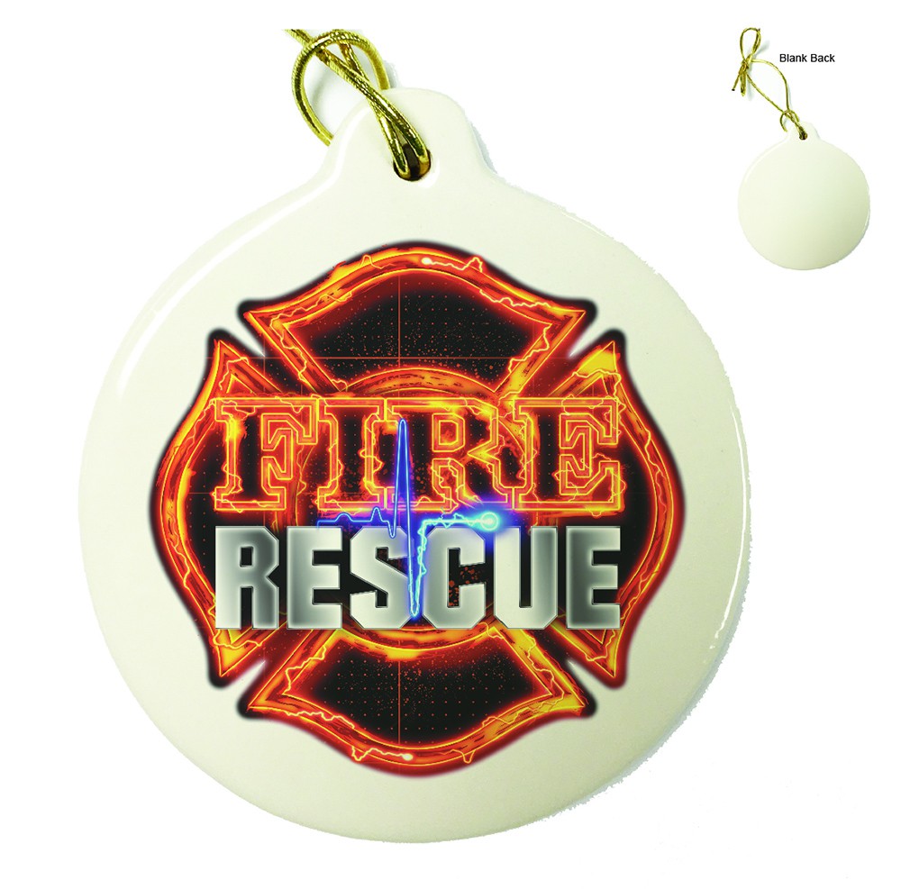 Firefighter Fire Rescue Porcelain Ornament