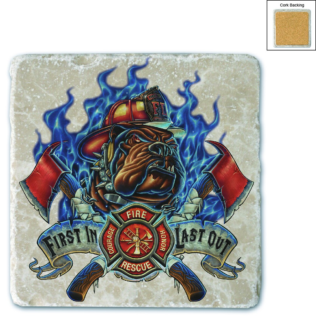 Firefighter First In Last Out Stone Coaster