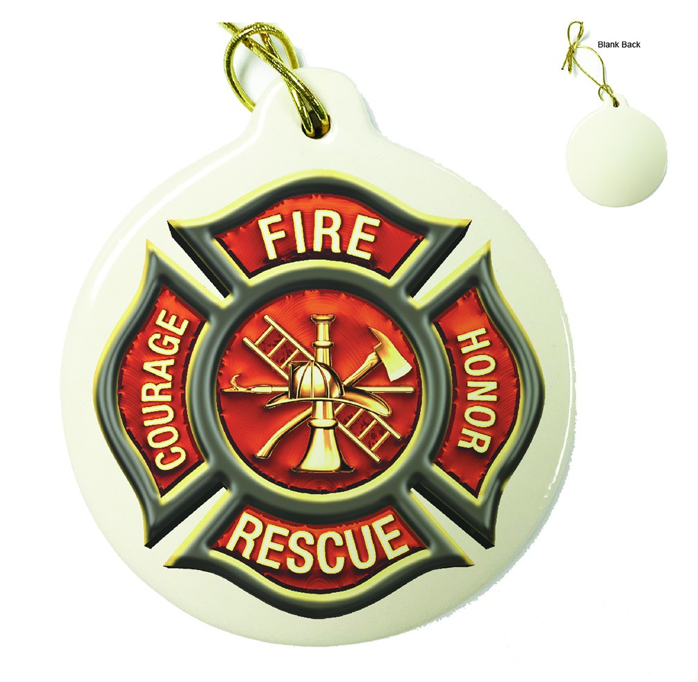 Firefighter Classic Fire Maltese Porcelain Ornament